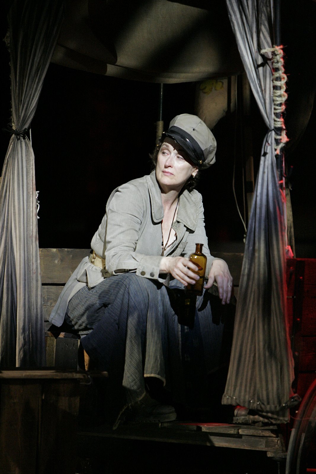 Meryl Streep as the title character in The Public Theater 2006 production of "Mother Courage and Her Children", as featured in John Walter's documentary THEATER OF WAR.  Photo credit: The Public Theater / Michael Daniel.
