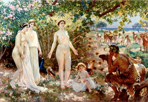 "O Julgamento de Páris (Escolha entre Hera, Atenas e Afrodite)", de Enrique Simonet (1904)