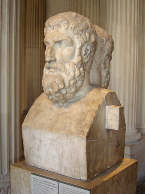 Epicuro & Metrodoro representados em um busto romano. Acervo do museu do Louvre em Paris.